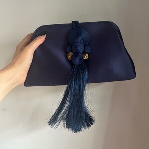 Serena Uziyel Navy Satin Clutch